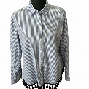 Who What Wear Blue and White Striped Shirt